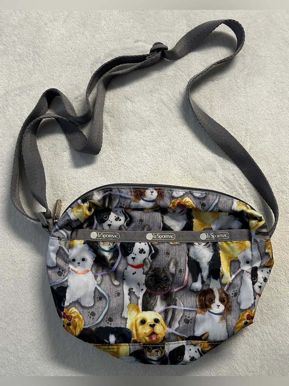 LESPORTSAC grey multicolour "puppy park" mini crossbody purse